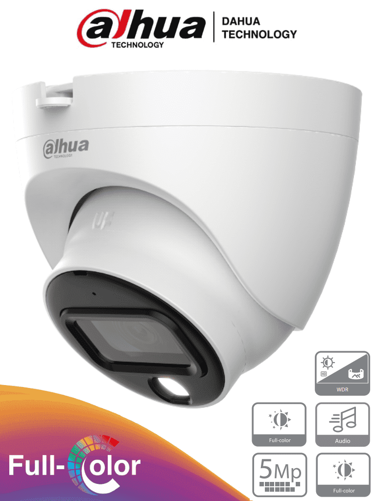 DAHUA HAC-HDW1509TLQ-A-LED - Cámara Domo Full Color de 5 MP con micrófono integrado y lente de 3.6 mm con 88° de apertura. Ofrece imagen a color 24/7, WDR real de 120 dB, LEDs para 20 metros. Resistente al agua con clasificación IP67 DAHUA HAC-HDW1509TLQ-A-LED - Cámara Domo Full Color de 5 MP con micrófono integrado y lente de 3.6 mm con 88° de apertura. Ofrece imagen a color 24/7, WDR real de 120 dB, LEDs para 20 metros. Resistente al agua con clasificación IP67